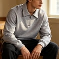 thumbnail image 6 of LYSMORA Men's Lapel Half Zip Pullover Sweatshirt, Long Sleeve Loose Fit Casual Daily Street Athletic Tops, 6 of 8