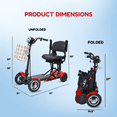 thumbnail image 4 of Dragon Mobile EX 4-Wheel Travel Folding All-Terrain Compact Mobility Scooter with Front Basket - Red, 4 of 11