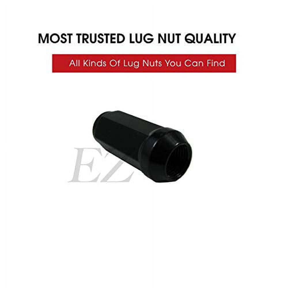 EZAccessory 20 Black Long Bulge Acorn Lug Nuts 9/16" Thread 3/4" Long 1.9"
