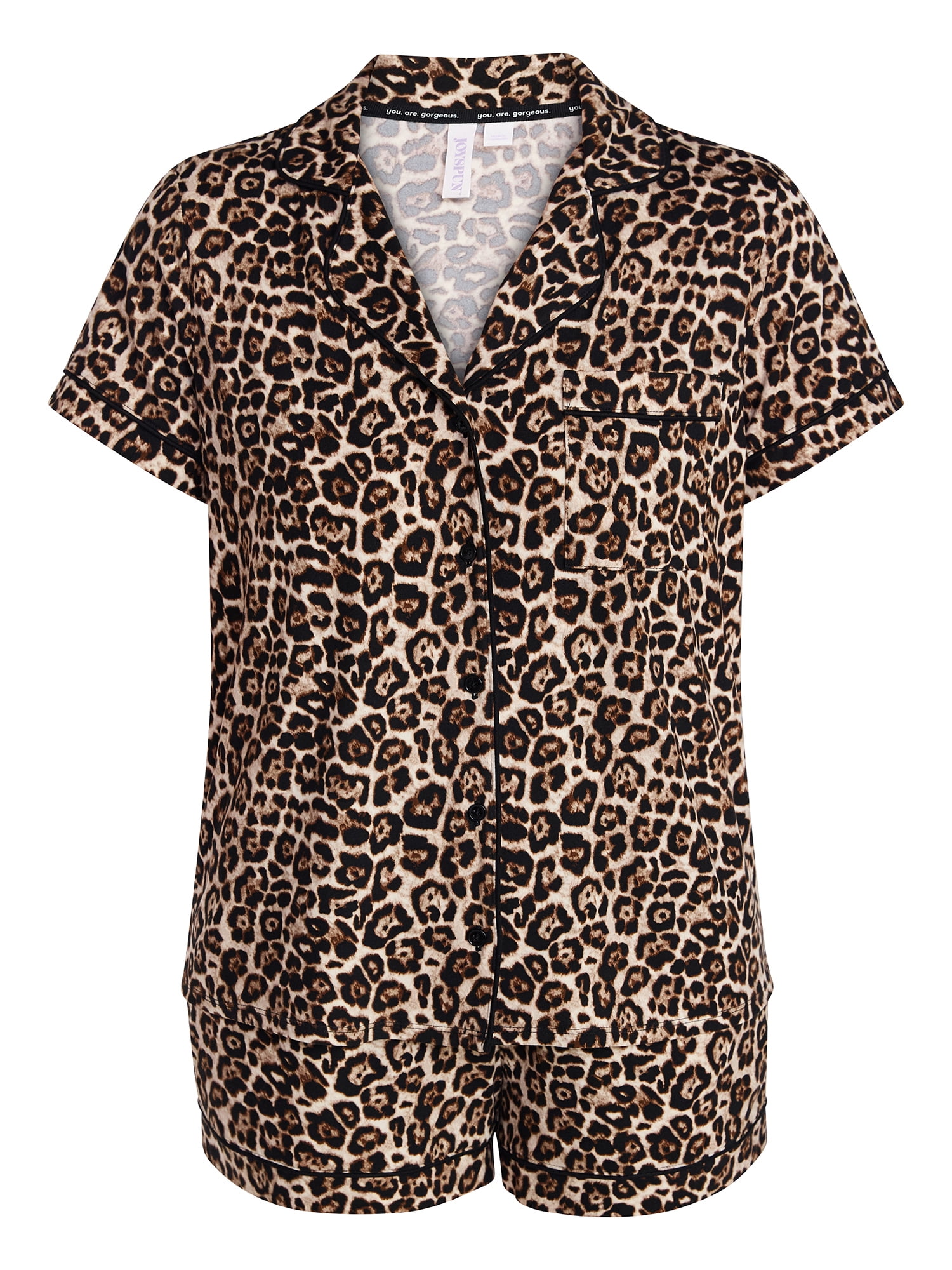 Joyspun Women's Dreamy Soft Collection Notch Collar Top and Shorts Pajama Set, 2-Piece, Sizes XS-3X