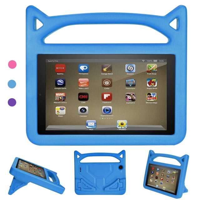 Étui pour Tablette 7 2019, Étui pour Tablette 7 Enfants - Étui en Mousse Antichoc pour Enfants avec Support, Poignée Oreilles de Chat, Housse pour Tablette 7 (Compatible avec 9e Génération 2019 et 7e Génération 2017)