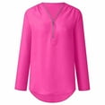 thumbnail image 4 of Besolor Women's Plus Size Long Sleeve Shirts Trendy V Neck Zipper Chiffon Tunic Tops Casual Loose Summer Going out Blouse, 4 of 6