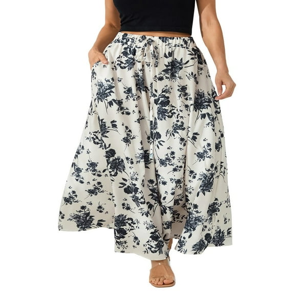 Women s Floral Print Maxi Skirt Stylish High Waist A-line Skirt for Summer Elegant and Flowy Long Skirt