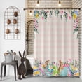 thumbnail image 3 of Easter Shower Curtain Easter Eggs Bunny Shower Curtains for Bathroom Decor, Waterproof Polyester Shower Curtain Set with Hooks, Extra Long 72" x 78" Eucalyptus Leaves Pink Plaid, 3 of 9