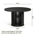 thumbnail image 6 of AIHO 47-inch Round Dining Table with 2-Layer Storage Rack | Farmhouse Kitchen Table for 4 with Sliding Doors & Iron Frame, Black, 6 of 10