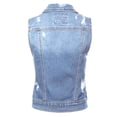 thumbnail image 4 of Made by Olivia Women's Classic Sleeveless Distressed Button Down Jean Denim Jacket Vest, 4 of 4