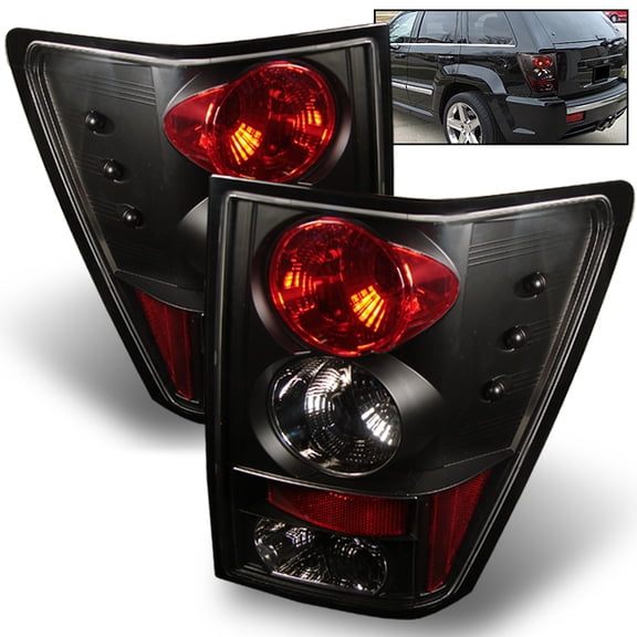 AKKON - For 05-06 Jeep Grand Cherokee SUV Black Bezel Rear Tail Lights Brake Lamps Replacement Pair