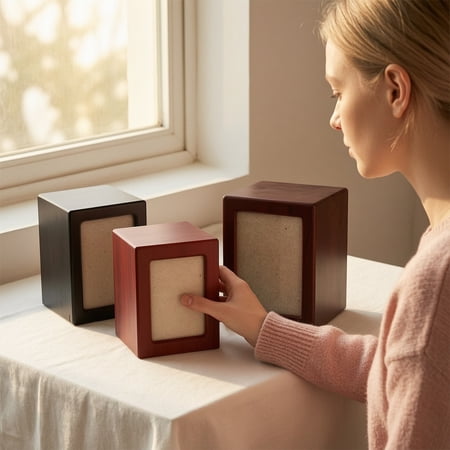 Dog Urns for Ash Wood Pet Urn with Photo Frame Moisture-proof Pets Cremation Ash Box for Cat Dog Memorial Box for Dogs Suitable for Most Pets