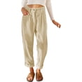 thumbnail image 1 of Pantalones largos casuales para mujer, pantalones de cintura alta para mujer, pantalones cargo elegantes, pantalones de verano para mujer, pantalones de pana lisos, pantalones de otoño,, 1 of 5