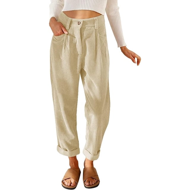 Pantalones largos casuales para mujer, pantalones de cintura alta para mujer, pantalones cargo elegantes, pantalones de verano para mujer, pantalones de pana lisos, pantalones de otoño,