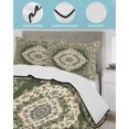 thumbnail image 4 of Green Boho King Size Down Alternative Comforter, Lightweight Comforter Quilt Bedding Set with Pillow Shams Chic Traditional Antique Geometric Rustic All Seasons Bed Comforter Duvet Insert 96"x106", 4 of 7