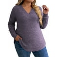 thumbnail image 3 of NISVIYA Womens Winter Plus Size Sweather with Long Sleeves,Fashion Casual Loose Fit Knit V-Neck Tops, 3 of 5