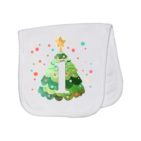 Inktastic 1st Birthday Green Christmas Tree with Yellow Star Baby Burp Cloth