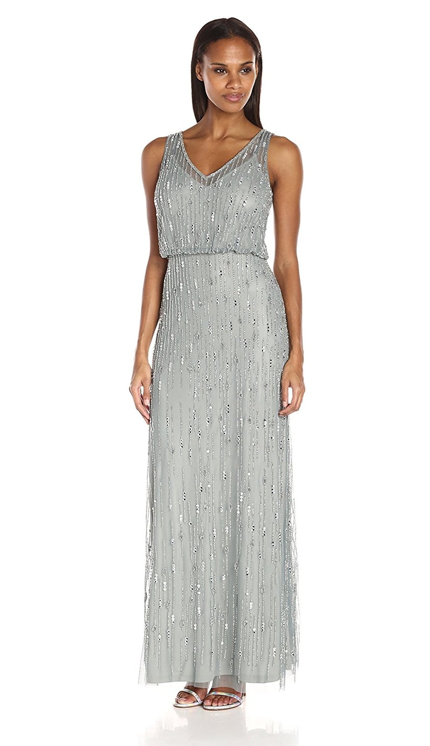 Adrianna Papell Adrianna Papell VNeck Beaded Evening Gown Dress