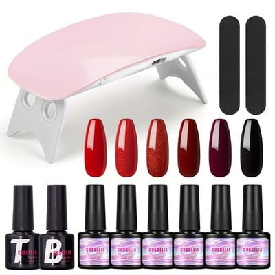 Portable Gel Nail Kit with USB LED Lamp - 21  Day Wear Starter Set