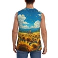 thumbnail image 4 of Lsque Field Bicycle Young Sunflower Print Men's Cotton Blend Sleeveless Muscle Shirts (S-3XL)- Moisture Wicking, Odor Protection, UPF 30+,Small, 4 of 8