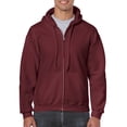 thumbnail image 1 of Gildan Mens Heavy Blend Full Zip Hooded Sweatshirt, L, Maroon, 1 of 2