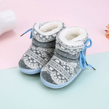

Christmas Savings SUWHWEA Baby Shoes Newborn Infant Toddler Baby Print Boots Soft Sole Boots Prewalker Warm Shoes Christmas gift on Clearance