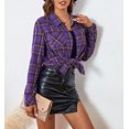 thumbnail image 3 of Alex Vando Plaid Flannel Shirts for Women Long Sleeve, Oversized Womens Casual Flannel Button Down Shirts Blouses Tops,PurpleCoffce L, 3 of 6