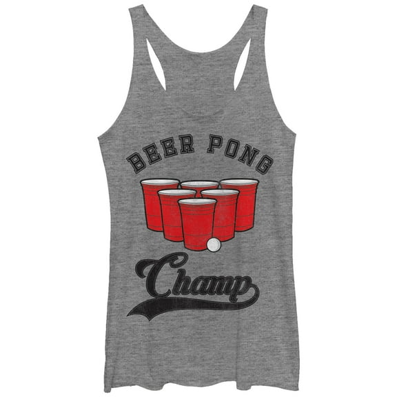 Women's Lost Gods Pong Champ  Racerback Tank Top Gray Heather Large