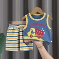 thumbnail image 2 of Nwiuh Toddler Boys 2 PCS Tank Top and Shorts Set Cotton Sleeveless Shirts and Shorts Summer Outfits (Red, 18-24 Months), 2 of 4