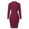 thumbnail image 6 of Herrnalise Women’s V-Neck DressesSolid Color Lapel Long Sleeve Button WrapHip Casual Work Dresses S-3XL, 6 of 8