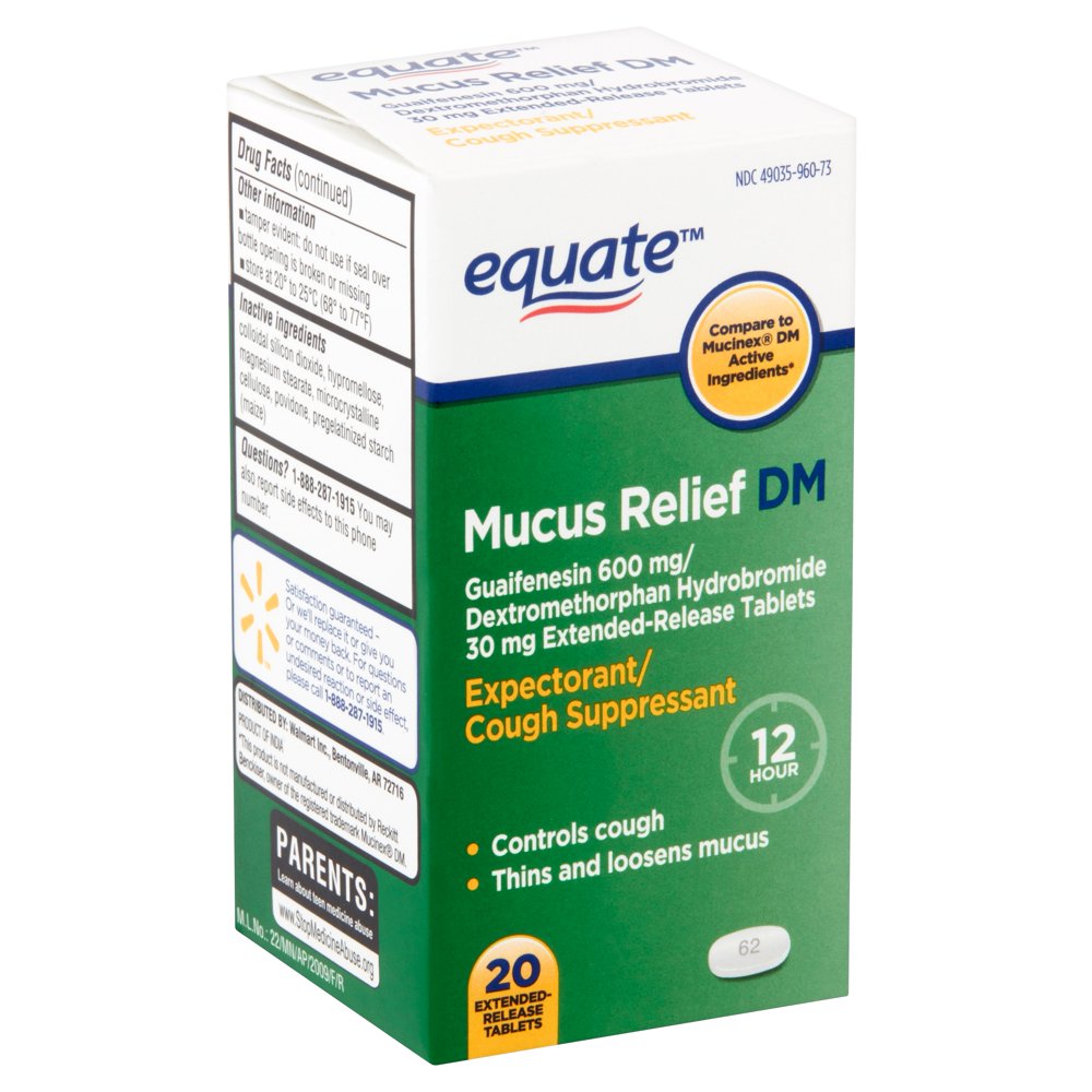 Equate Mucus Relief DM Extended Release Tablets, 20 Count