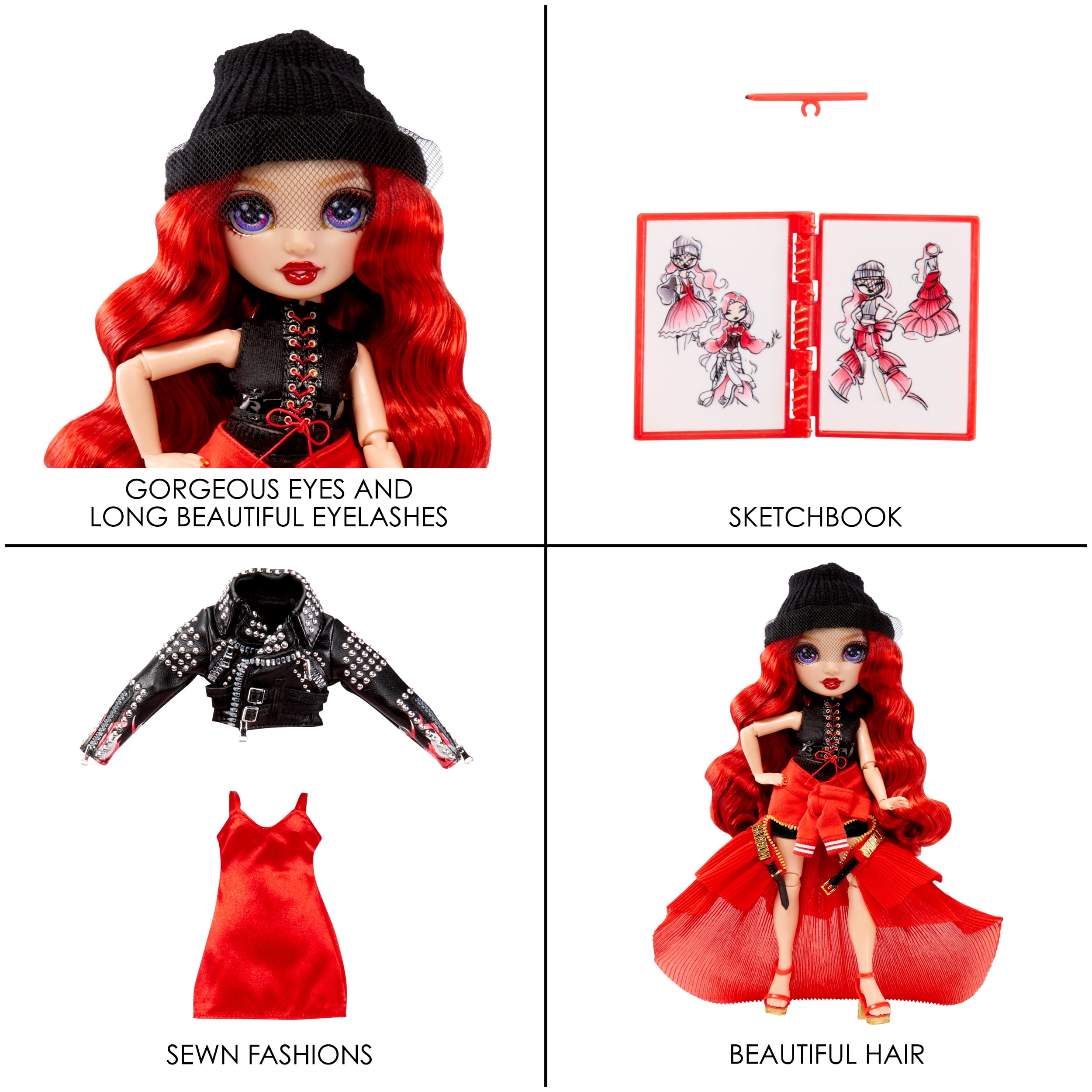 Rainbow High Fantastic Fashion Ruby Anderson - Red 11” Fashion Doll and Playset with 2 Complete Doll Outfits, Fashion Play Accessories, Toy Gift for Kids 4-12
