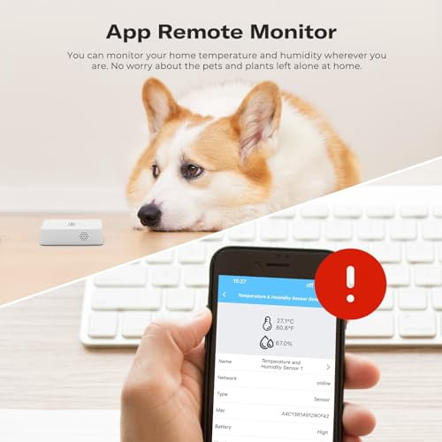 RibRave Zigbee Temperature and Humidity Sensor Lite,Smart Thermometer and Hygrometer, Hub Required,Compatible with Echo Devices with Zigbee Hub Built-in,Home Assistant,SmartThings,Homey,Hubitat