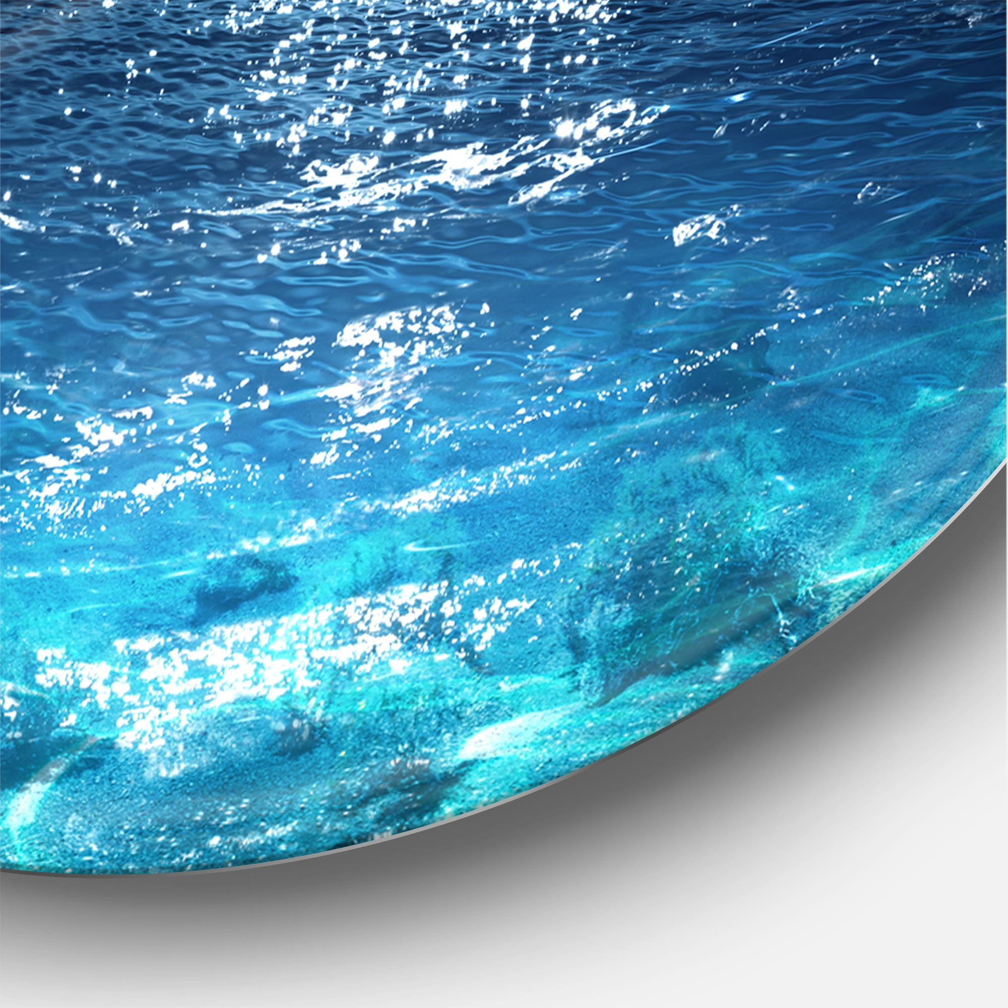 Designart 'Romantic Moon and Clouds Over Deep Blue Sea I' Nautical & Coastal Circle Metal Wall Art 11x11 - Disc of 11