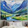 thumbnail image 2 of PRATYUS Nature Mountains Wall Tapestry for Bedroom Aesthetic, Blue Forest Tree River Water Landscape Tapestries, Green Woodland Scenery Backdrop Decor Wall Hanging for Living Room Dorm, 2 of 6