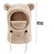 thumbnail image 2 of Gorro con capucha de invierno para niños, bufanda y cubrebocas, pasamontañas forrado de forro polar con protección auditiva, tocado de punto cálido con cordones para niños y niñas, 2 of 2