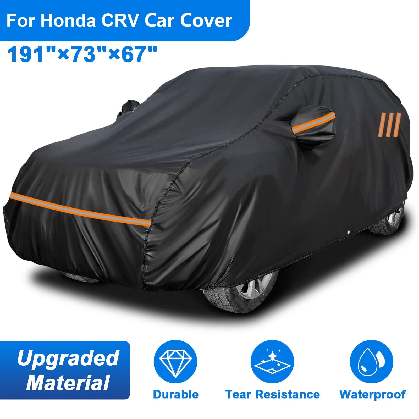 FANOTEK Fit for Honda CRV CR-V SUV Car Cover Upgraded Material Waterproof Full Car Cover Outdoor Sun Rain Protection Dust-proof All Weather Black