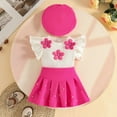 thumbnail image 2 of Staki Girls Clothes Summer Toddler Girl Outfit Flower Embroidery Ruffle Tank Top Skirt Flower Skirt Set(Hot Pink,18-24 Months), 2 of 9