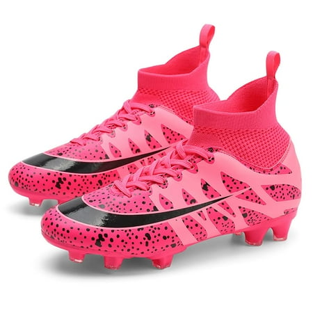 

Mens Soccer Cleats Professional High-top Spikes Soccer Shoes Kids Anti-Slip Football Boots Outdoor Indoor Turf Training Football Shoes