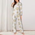 thumbnail image 2 of Haiem Gold Snowflake Pattern Women’s Long-sleeve Sleepwear,Sleepwear Set,2-piece Loungewear Set,Soft PJs Comfy Nightwear with Pockets-Large, 2 of 7