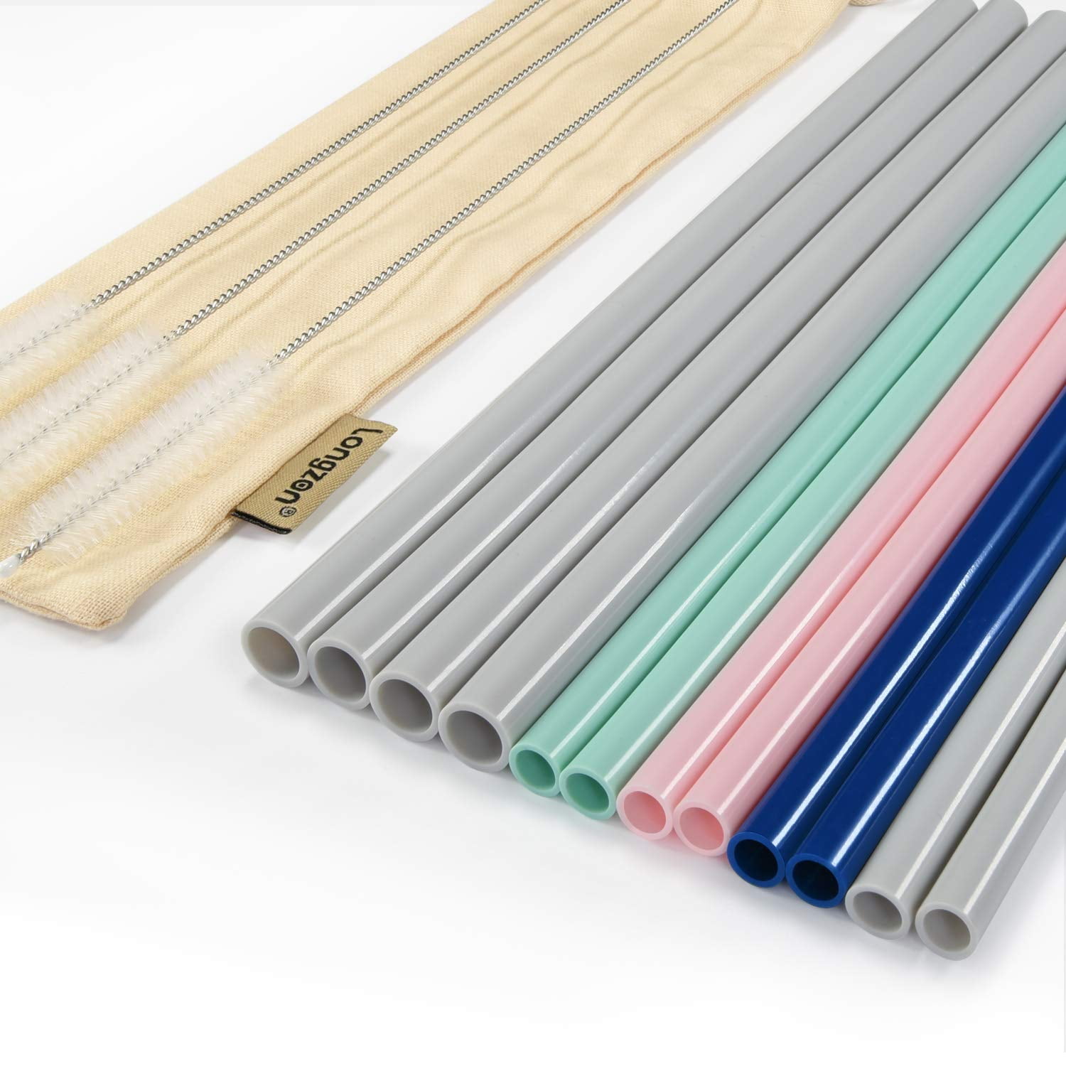 [12pcs ] Ultra Thin Silicone Straws Reusable Drinking Straws for 30oz