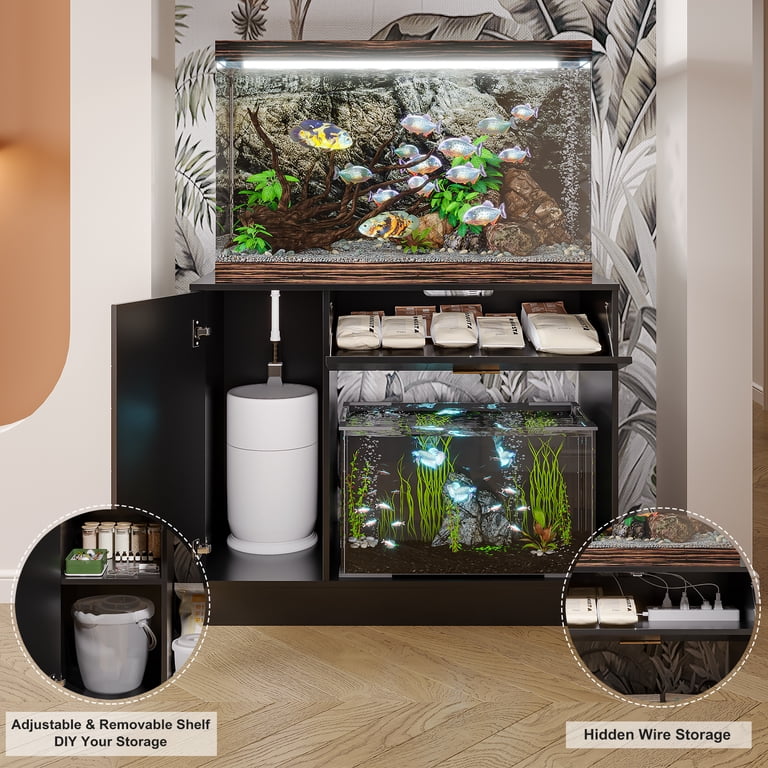 40 gallon fish tank accessories Herture 40-50 Stand, Aquarium Stand with Cabinet Storage, Heavy Duty Metal Frame, 40.55" L*18.89" W Tabletop, 850LBS Capacity, Black PG02YGB : Pet Supplies The GDLF Aquarium Stand is purpose What to put in a