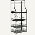 thumbnail image 6 of Bakers Rack, Farmhouse Microwave Oven Stand with 2 Large Metal Wire Basket, 5 Tier Utility Storage Shelf with 8 Hooks, 6 of 9