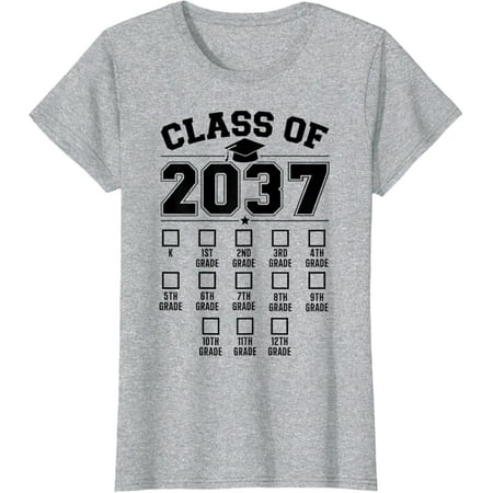 

Class of 2037 grow with me checklist kindergarten 12th grade T-Shirt