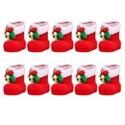 Peggybuy 10pcs Christmas Candy Bag Shoe Style Box Hanging Pendants for New Year (Mini)