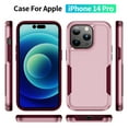thumbnail image 2 of for iPhone 14 Pro Case, Dual Layers Shell Hard PC + Soft TPU Back Shell Heavy Duty Military Drop Protection Rugged Shockproof Hybrid Case for iPhone 14 Pro, Pink/Rose, 2 of 8
