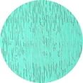 thumbnail image 1 of Ahgly Company Machine Washable Indoor Round Solid Turquoise Blue Modern Area Rugs, 8' Round, 1 of 4