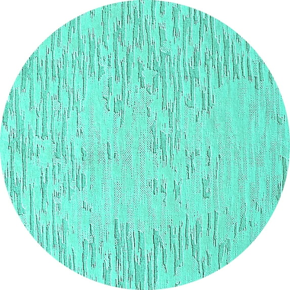 Ahgly Company Machine Washable Indoor Round Solid Turquoise Blue Modern Area Rugs, 8' Round