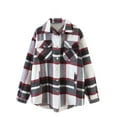 thumbnail image 1 of Seyurigaoka Women Juniors Plaid Print Coat, Long Sleeve Button-down Collar Shacket, 1 of 9