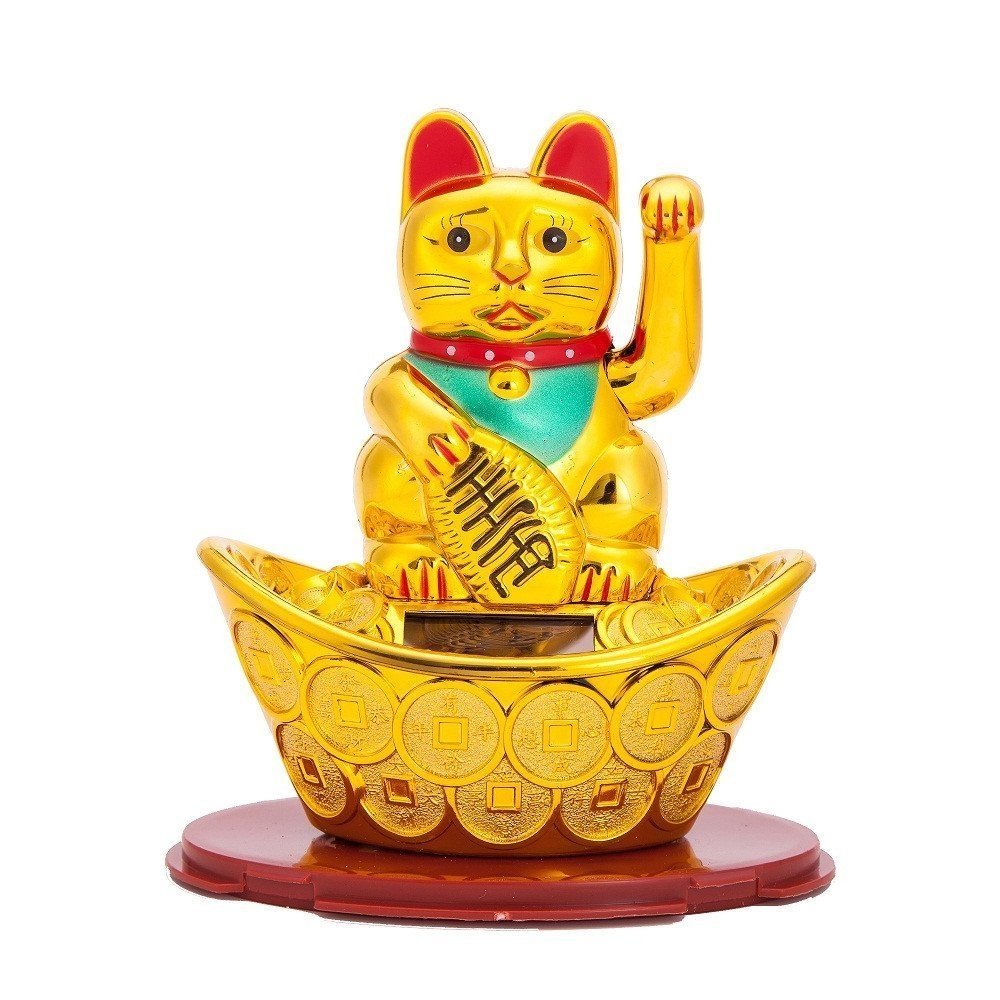 solar powered bobblehead toy figure nohohon, lucky cat 067