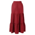 thumbnail image 5 of CHUOU Women Summer Boho Elastic High Waist Pleated A Line Flowy Ruffle Swing Tiered Long Beach Skirt, 5 of 5