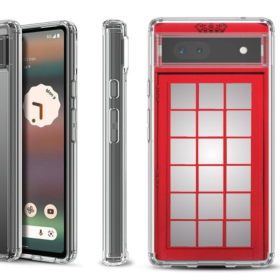 Shockproof Bumper Phone Case for Google Pixel 6a, by OneToughShield ® - Phone Booth Red