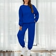 thumbnail image 6 of BLOCLOALO 2 Piece Lounge Set Long Sleeve Pullover Sweatshirts Fashionable Casual Solid Color Sweatshirt Pants Suit Pullover Crewneck Sweaters Sweatpants and Sweatshirt Set Soft Lounge Sets Blue Xxl, 6 of 9