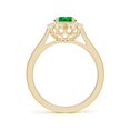 thumbnail image 2 of ANGARA Lab Grown 1.1 Ct Vintage Style Emerald & Diamond Scalloped Halo Ring for Women in 14K Yellow Gold (Size-8x6mm) | May Birthstone, Anniversary, Jewelry Gift for Women | Lab-Grown Emerald Ring, 2 of 6